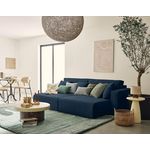 BEST MOBILIER Topaze - canapé droit 4 places avec double méridienne - assise profonde - en velours côtelé. Coloris disponibles : Orange, Beige, Noir, Vert, Bleu, Gris