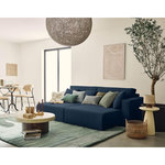 BEST MOBILIER Topaze - canapé droit 4 places avec double méridienne - assise profonde - en velours côtelé. Coloris disponibles : Beige, Orange, Noir, Vert, Bleu, Gris