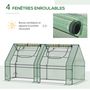 Voir la diapositive 6 : OUTSUNNY Mini serre de jardin serre à tomates double bâche 180L x 90l x 90H cm acier PE PVC 2 fenêtres avec zip enroulables vert