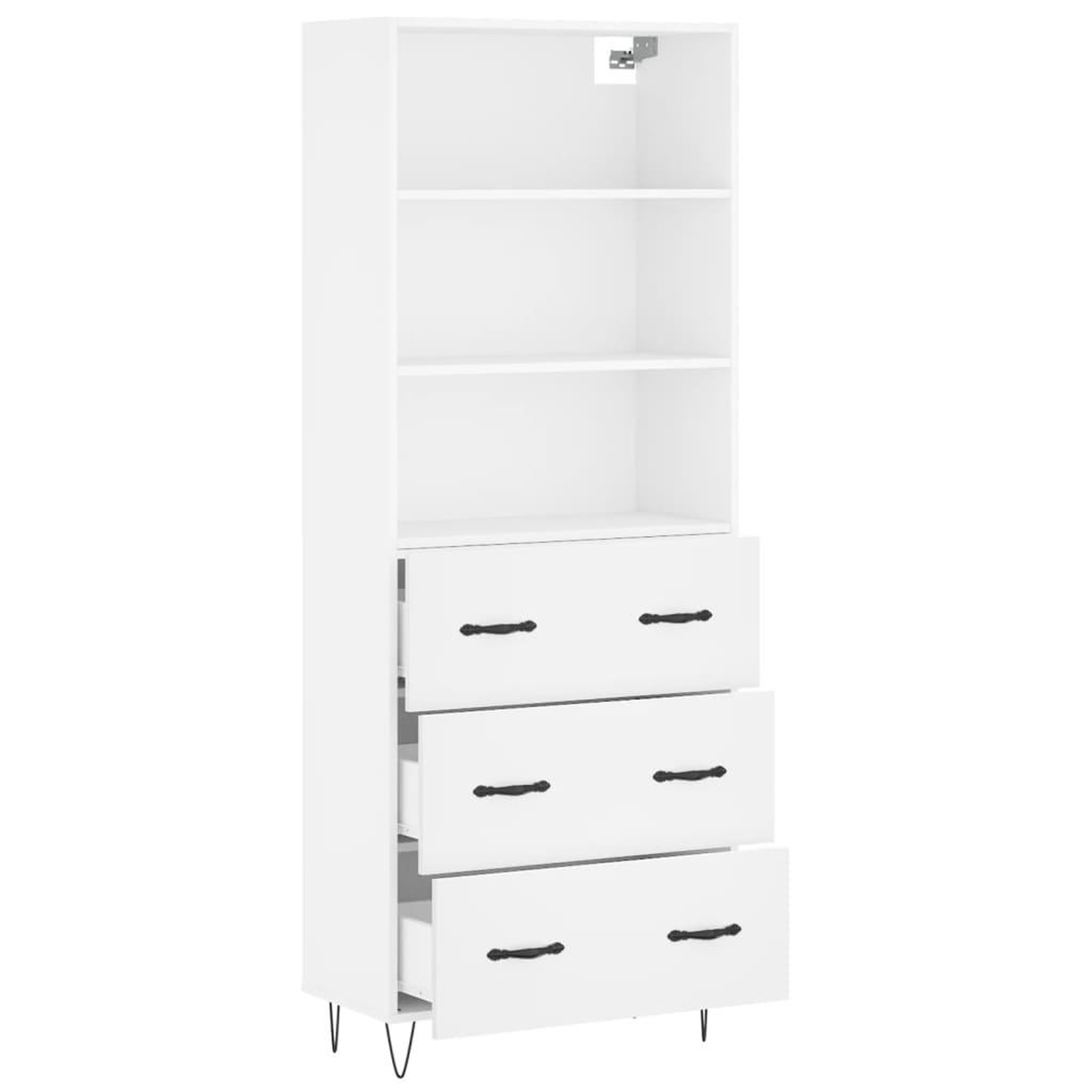 Voir la diapositive 4 : VIDAXL Buffet haut Blanc 69,5x34x180 cm Bois d'ingenierie