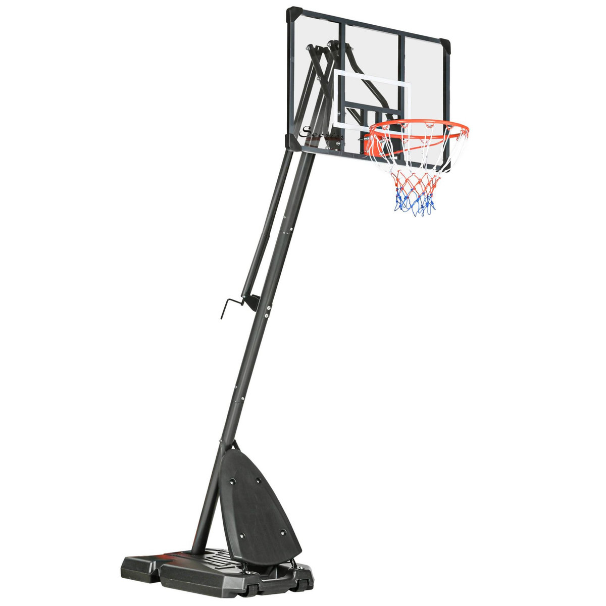 HOMCOM Panier de basket-ball sur pied avec base de lestage sur roulettes hauteur réglable 2,93-3,5 m acier PC noir