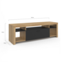 Voir la diapositive 5 : ID MARKET Meuble TV 140 cm MALO bois et placard noir