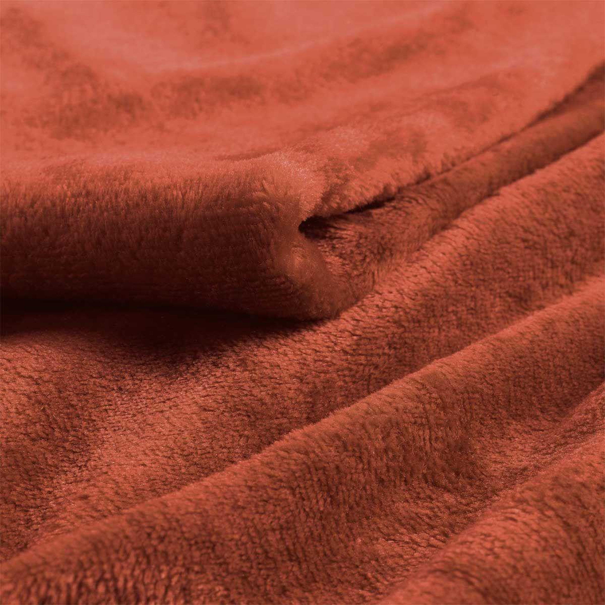 Voir la diapositive 2 : Douceur d'Intérieur Plaid uni en flanelle  flanou  125x150cm terracotta