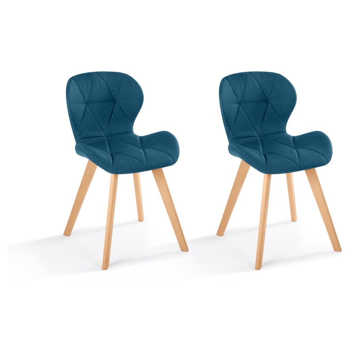 Lot de 2 chaises en tissu style scandinave pieds bois massif GAYA