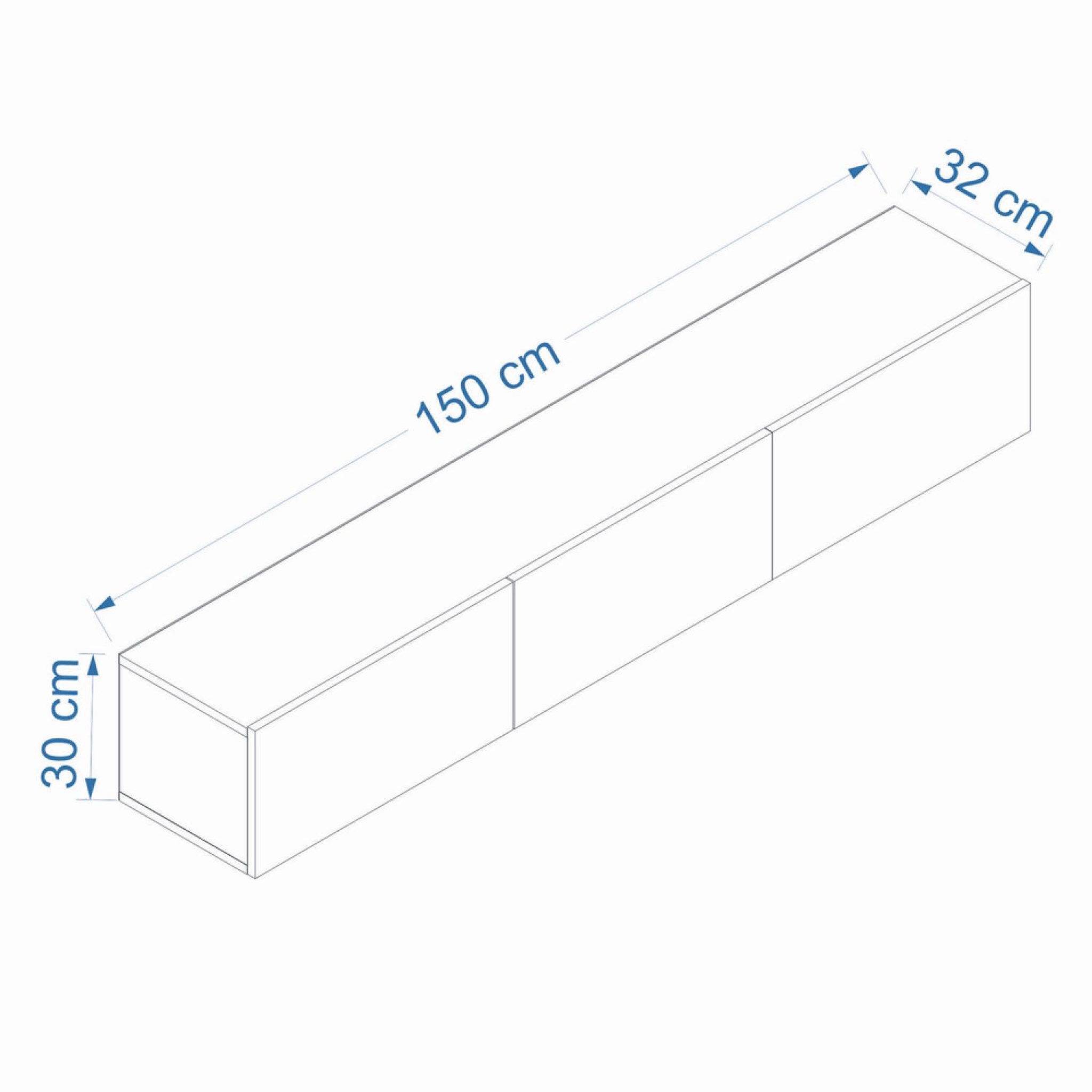Voir la diapositive 6 : CONCEPT USINE Meuble tv suspendu avec placards 150cm blanc et bois hal