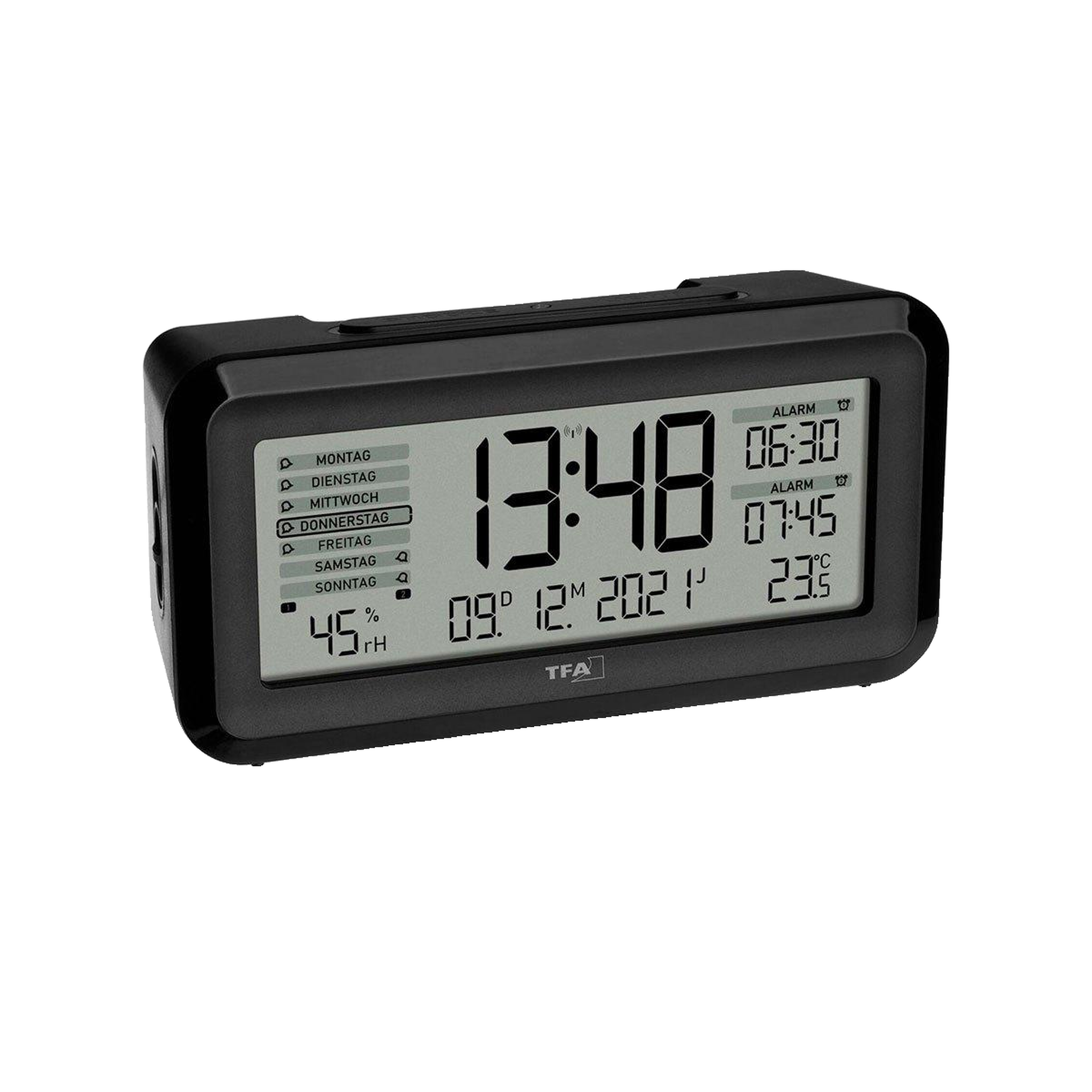 Voir la diapositive 2 : TFA Horloge TFA 60.2562.01 affichage numérique clair