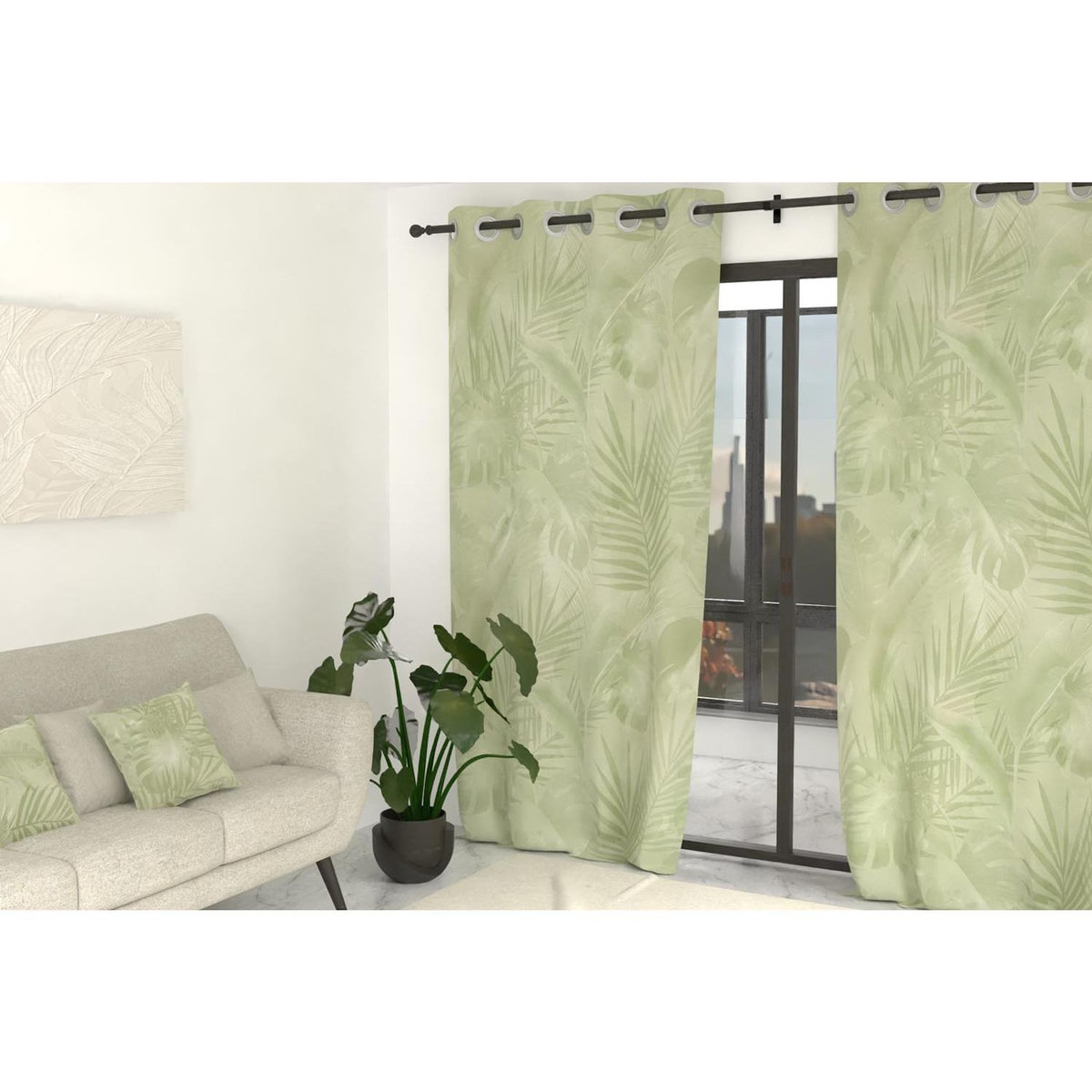 SOLEIL D'OCRE Rideau à oeillets imprimé 135x250 cm GOYA, par Soleil d'Ocre