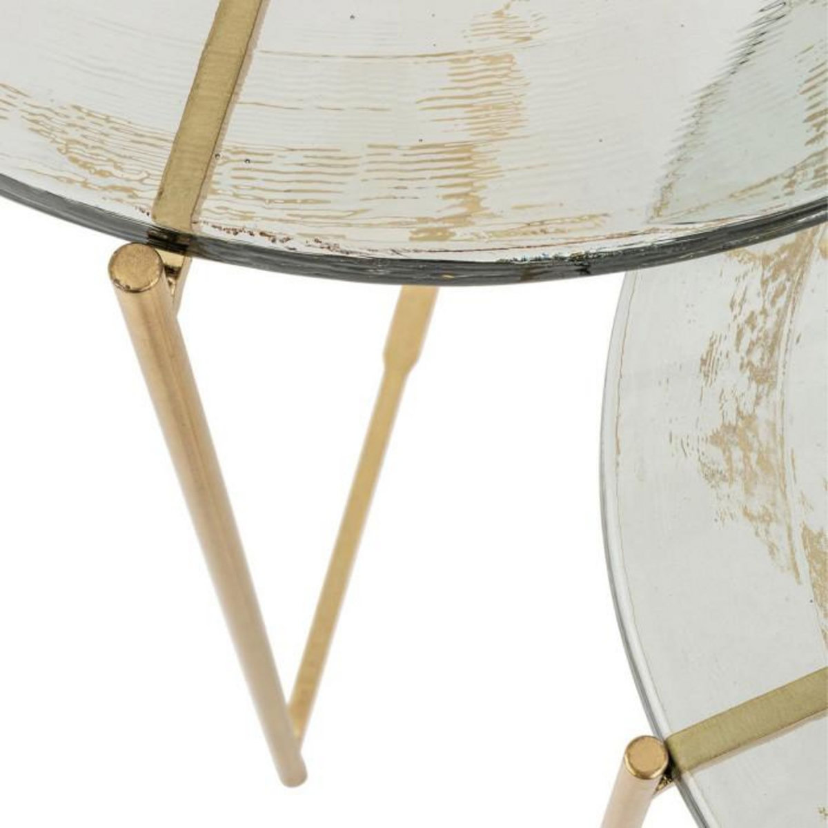 Paris Prix Lot de 2 Tables Gigognes  Obi  58cm Transparent & Or