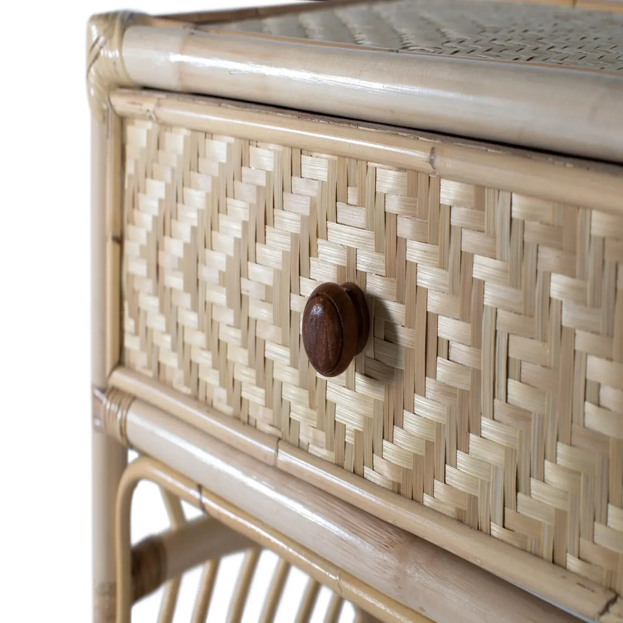 Voir la diapositive 4 : GINER Y COLOMER SL Table de chevet en rotin naturel 50 cm style méditerranéen
