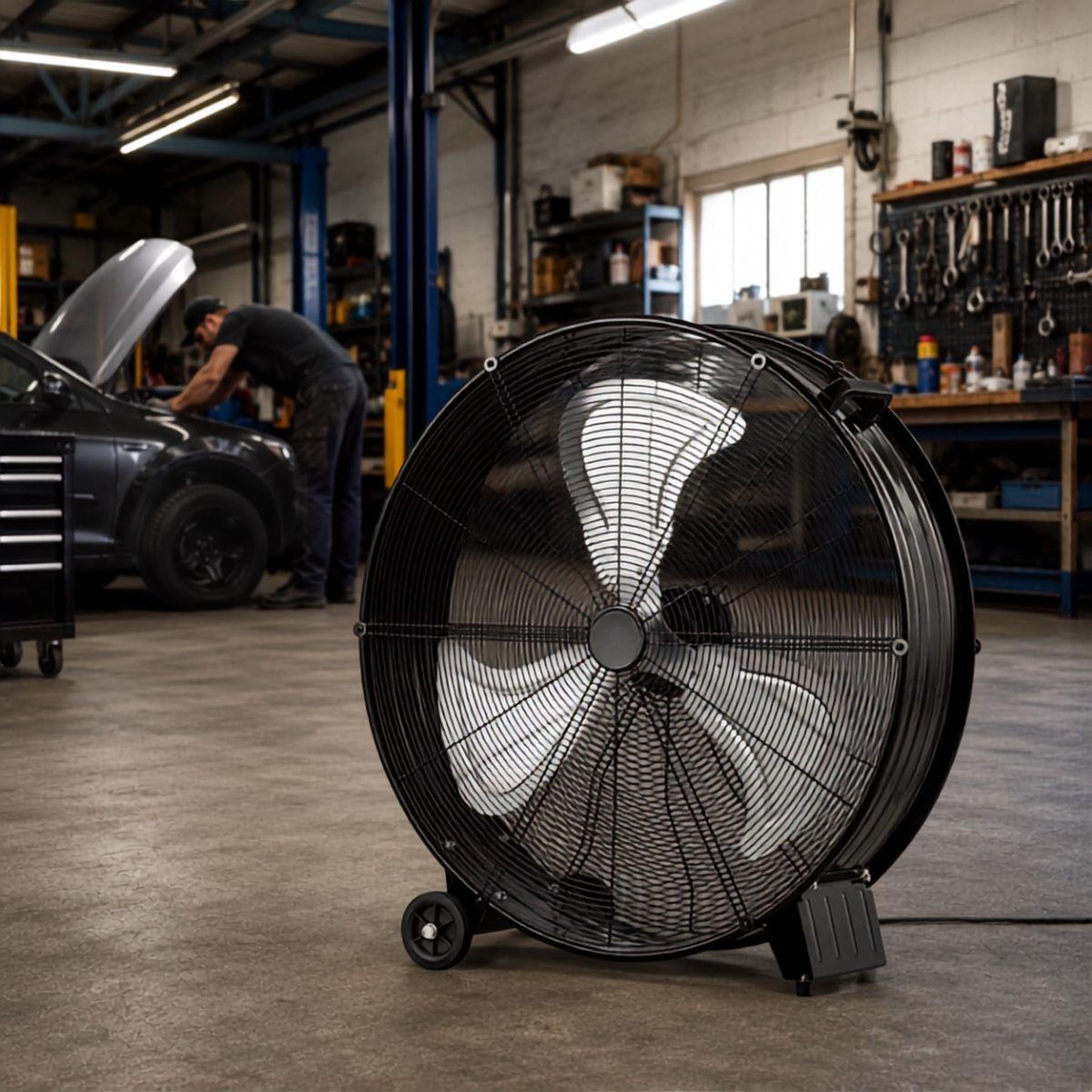 Voir la diapositive 6 : INTEC Ventilateur industriel 240w ø66cm sur roues 3 vitesses 3 pales métal - brasseur d'air puissant atelier garage chantier entrepôt