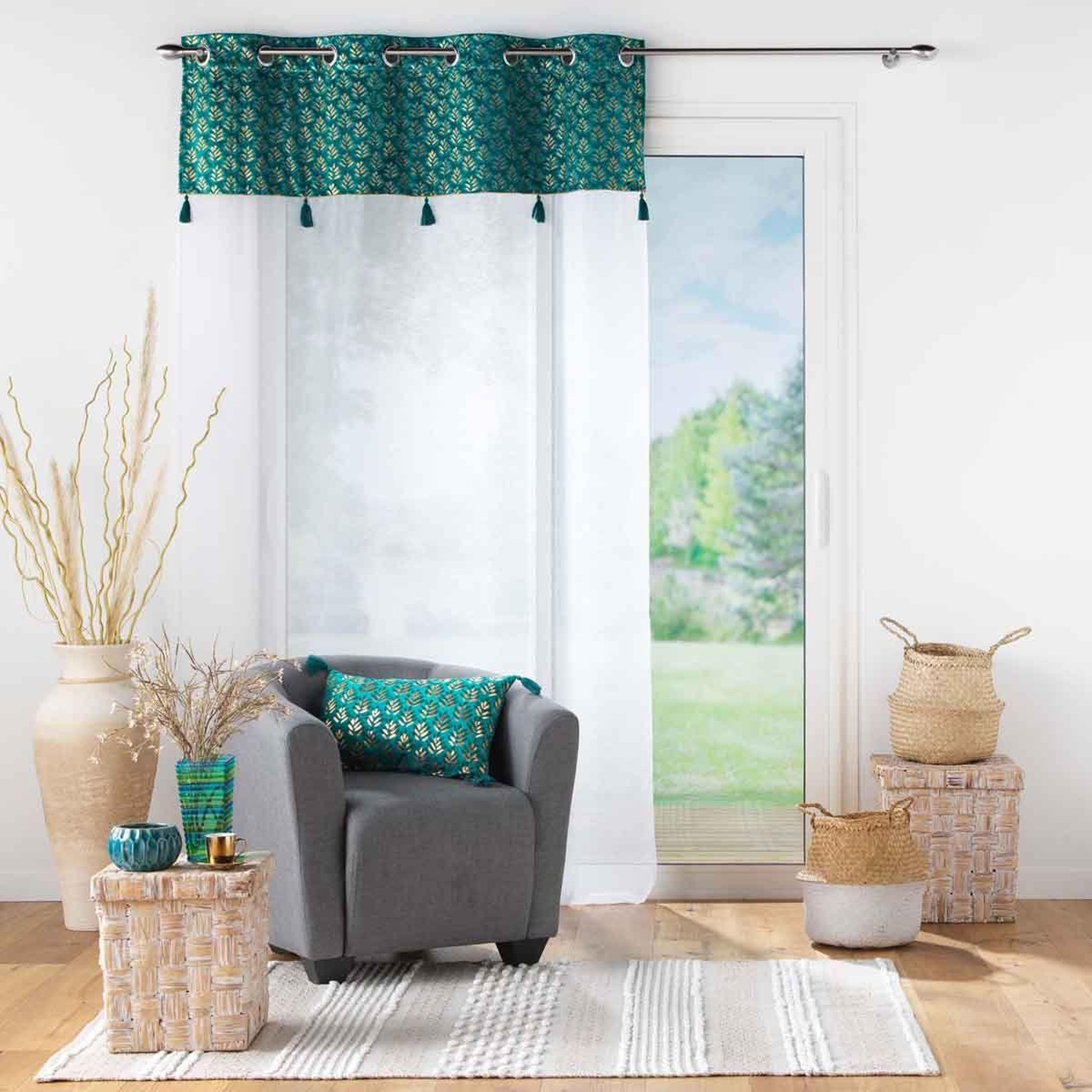 Voir la diapositive 4 : Douceur d'Intérieur Rideau voilage à œillets  evie  140x280cm bleu