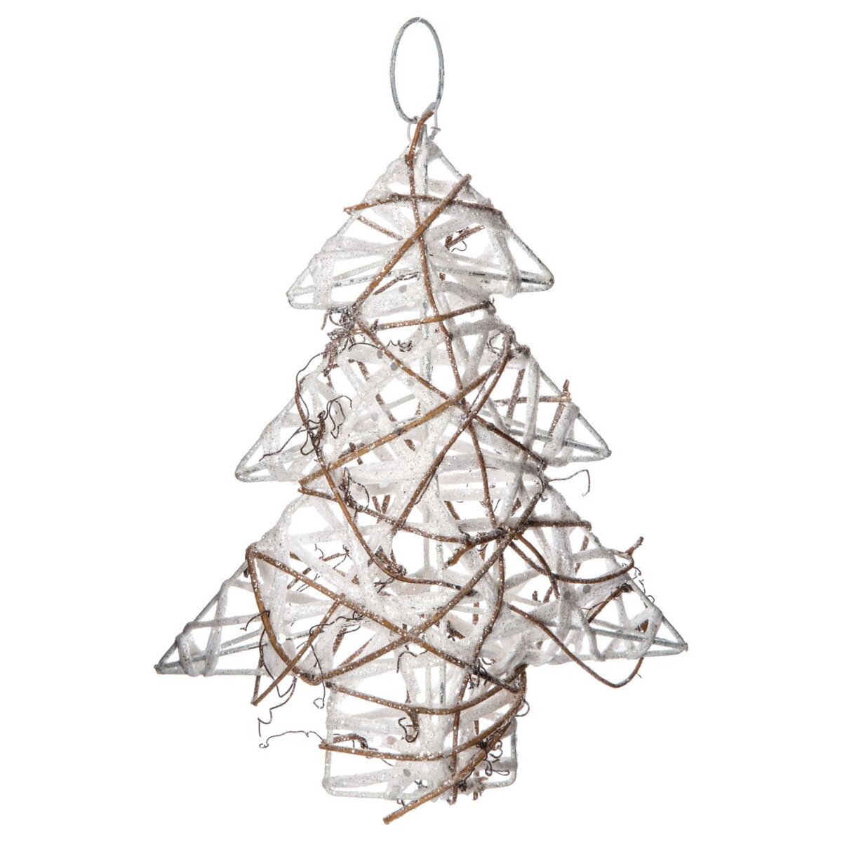FEERIC LIGHT & CHRISTMAS Sapin de Noël pailleté à suspendre - 17 x 20 cm - Blanc