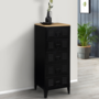 Voir la diapositive 2 : ID MARKET Chiffonnier 5 tiroirs ESTER 40 cm métal noir et plateau façon hêtre design industriel