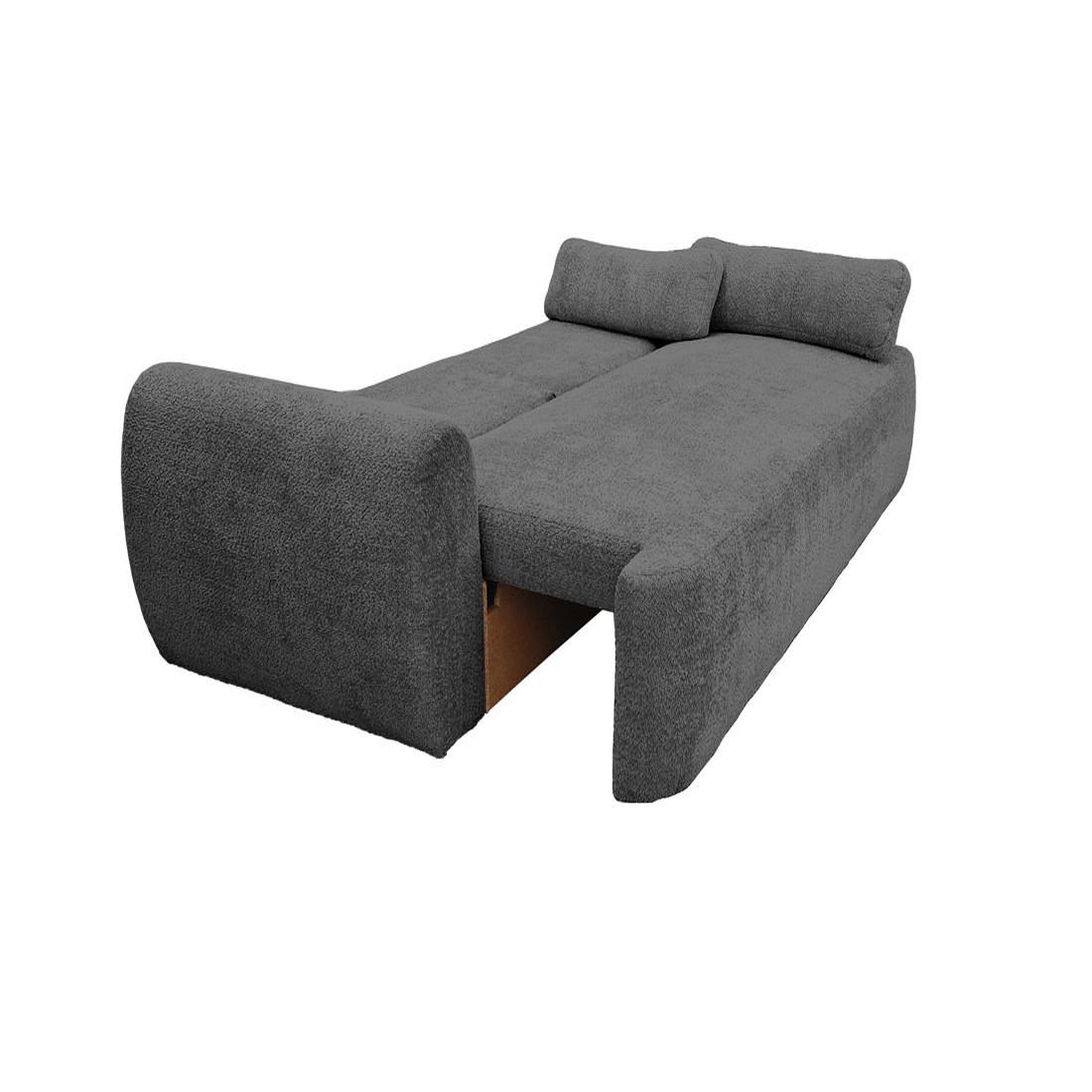 Voir la diapositive 2 : BEST MOBILIER Mahina - canapé droit 3 places - convertible avec coffre - en tissu bouclette