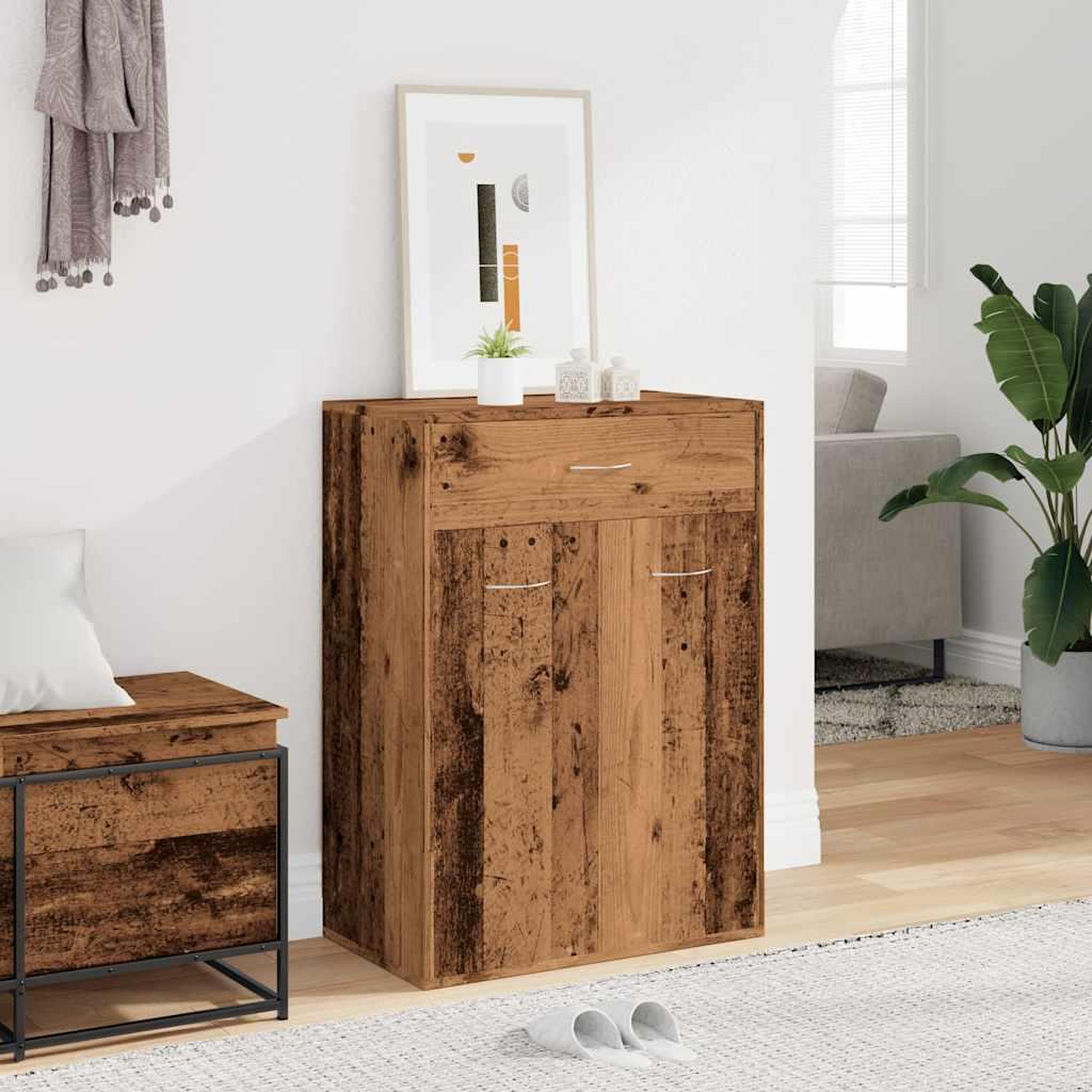 Voir la diapositive 3 : VIDAXL Armoire a chaussures vieux bois 60x35x84 cm bois d'ingenierie