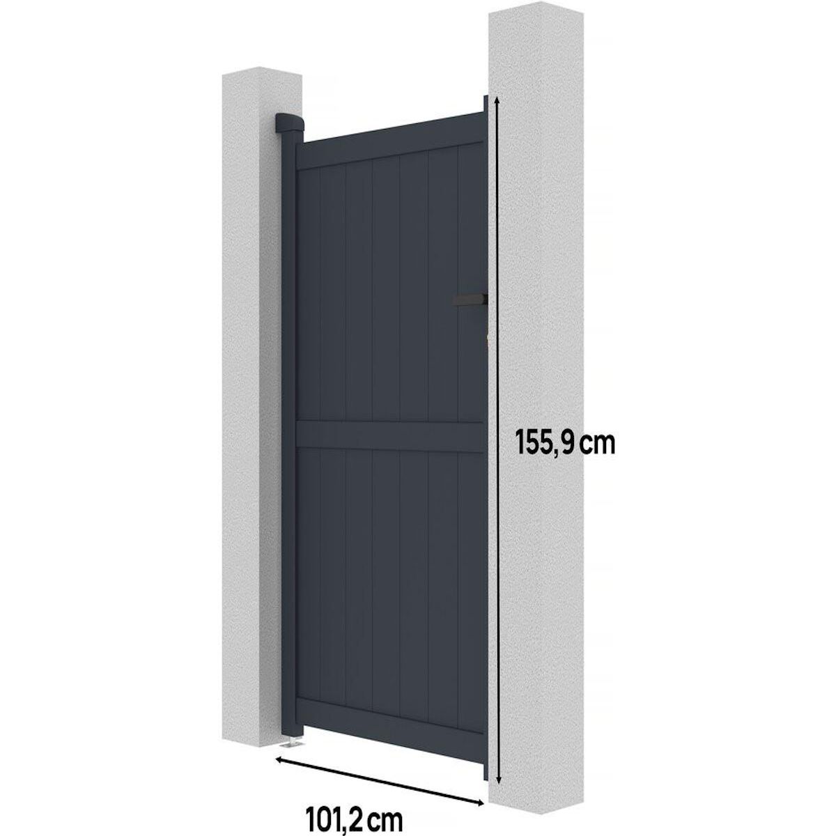 Habitat et Jardin Portillon aluminium  Maurice  - 101.2 x 155.9 cm - Gris