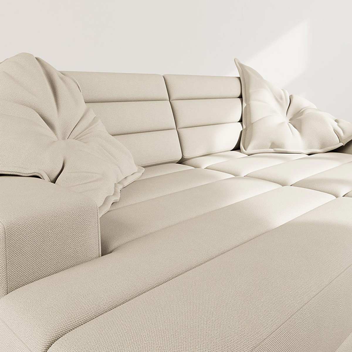 LISA DESIGN Loredana - canapé droit 4 places double méridienne - assise profonde - en tissu texturé