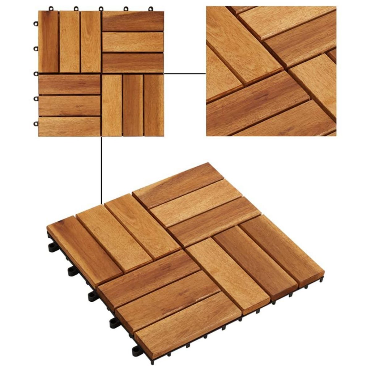 VIDAXL Kit de tuiles de plancher en acacia 30 x 30 cm 20 pcs