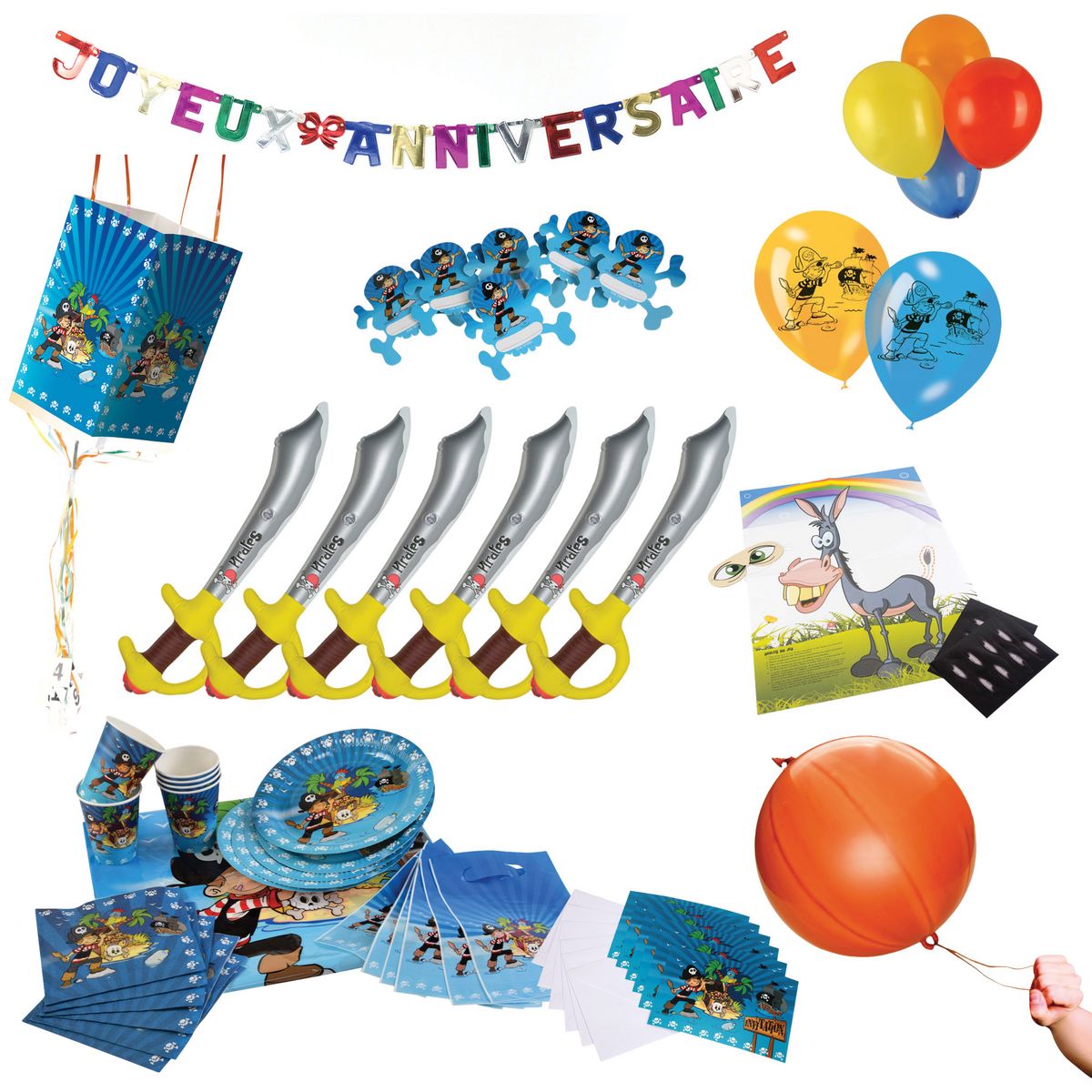 Pack Anniversaire vaisselle jetable déco jeux Pirates
