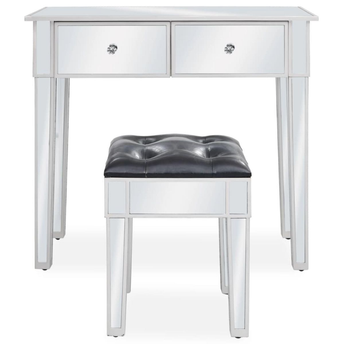 VIDAXL Coiffeuse miroir avec tabouret MDF et verre