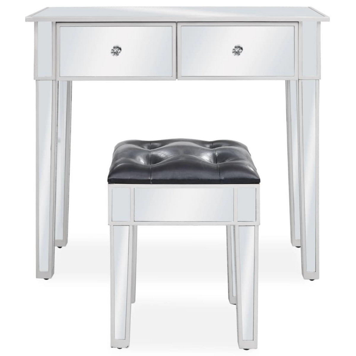 VIDAXL Coiffeuse miroir avec tabouret MDF et verre