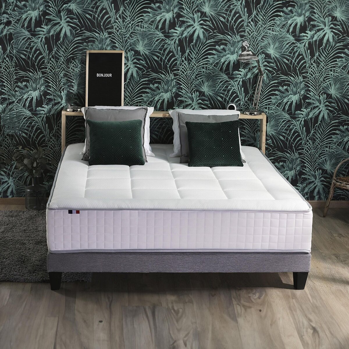 IDLITERIE Ensemble matelas Ressort 7 zones + sommier + oreiller + couette - FABRICATION FRANCAISE