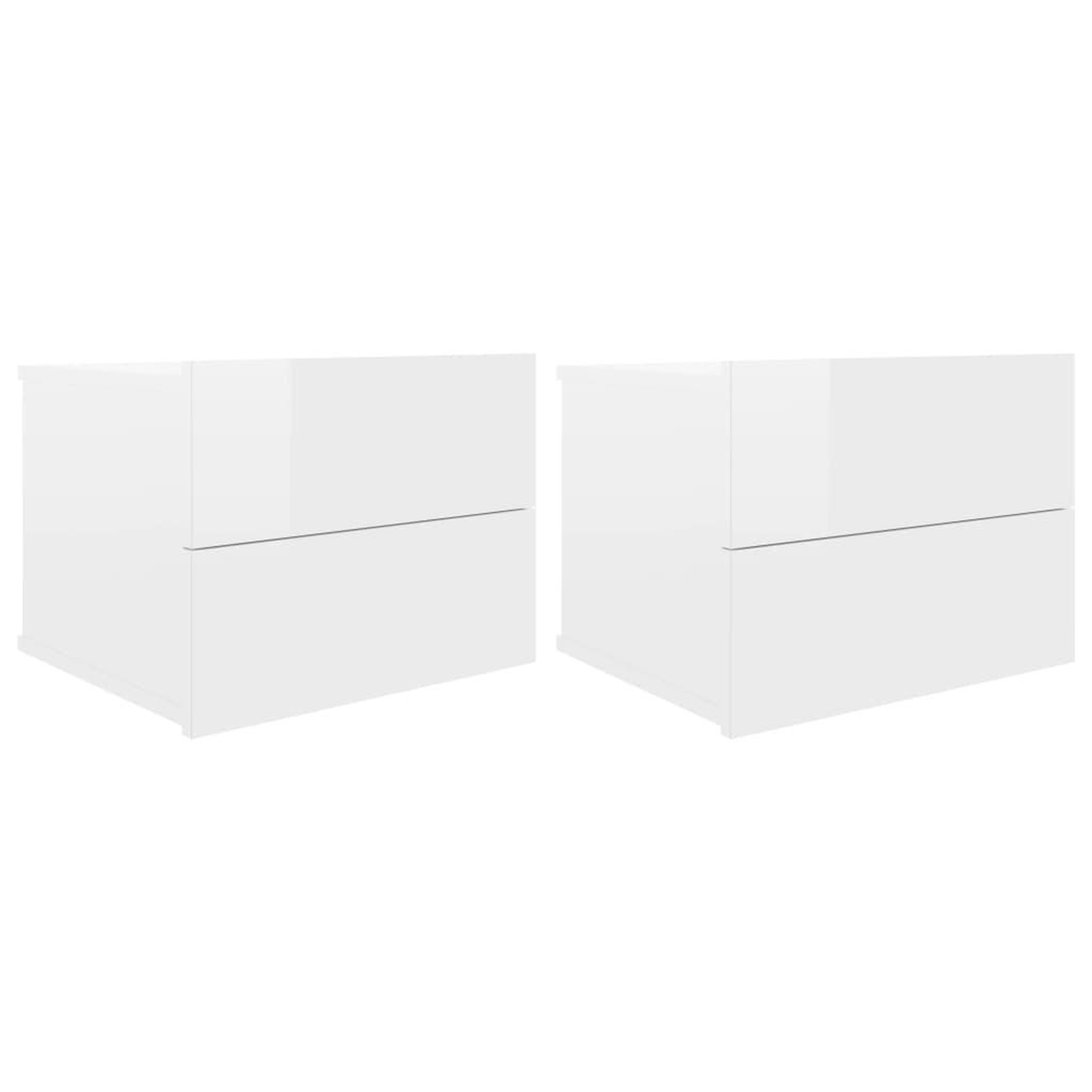 Voir la diapositive 2 : VIDAXL Tables de chevet 2pcs Blanc brillant 40x30x30cm Bois ingenierie