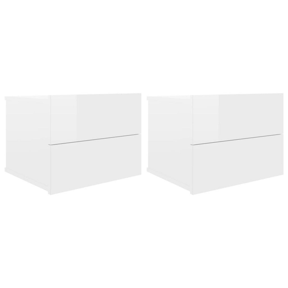 VIDAXL Tables de chevet 2pcs Blanc brillant 40x30x30cm Bois ingenierie