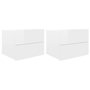 Voir la diapositive 2 : VIDAXL Tables de chevet 2pcs Blanc brillant 40x30x30cm Bois ingenierie