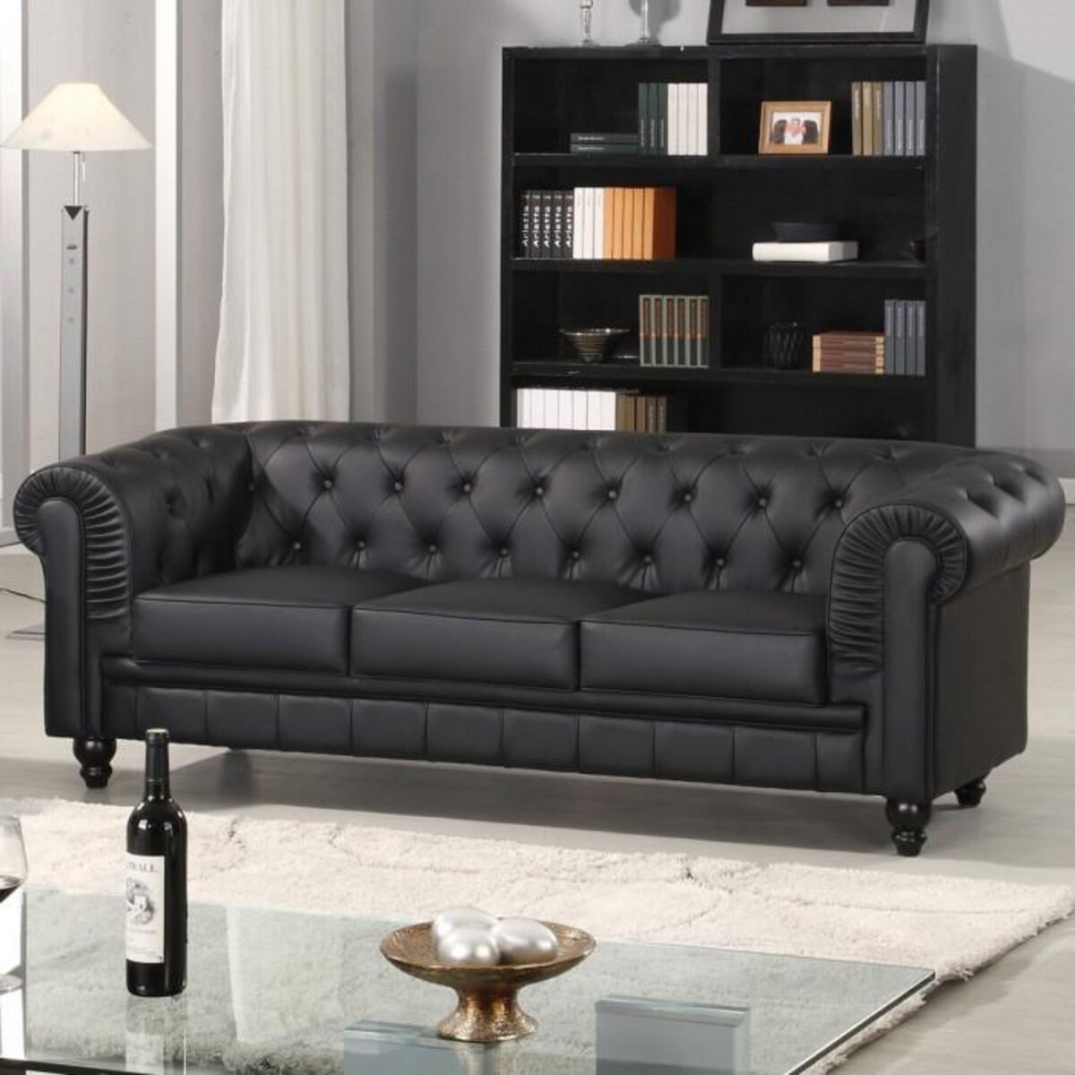 Paris Prix Canapé 3 Places  Chesterfield  209cm Noir
