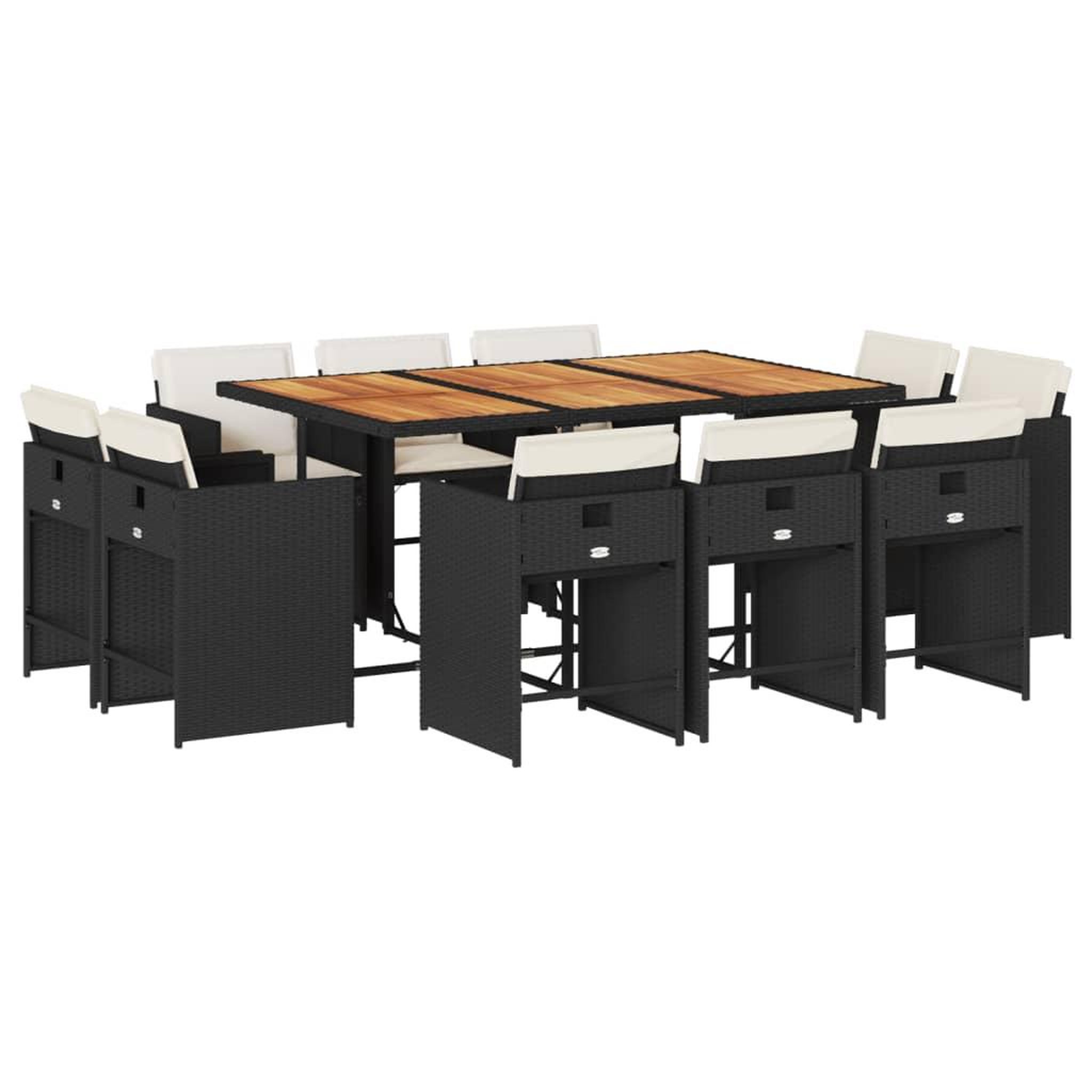 Voir la diapositive 2 : VIDAXL Ensemble a manger de jardin 11 pcs coussins noir resine tressee