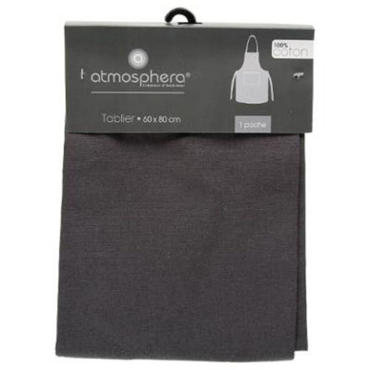 ATMOSPHERA Tablier de Cuisine  Coton  80cm Gris Foncé