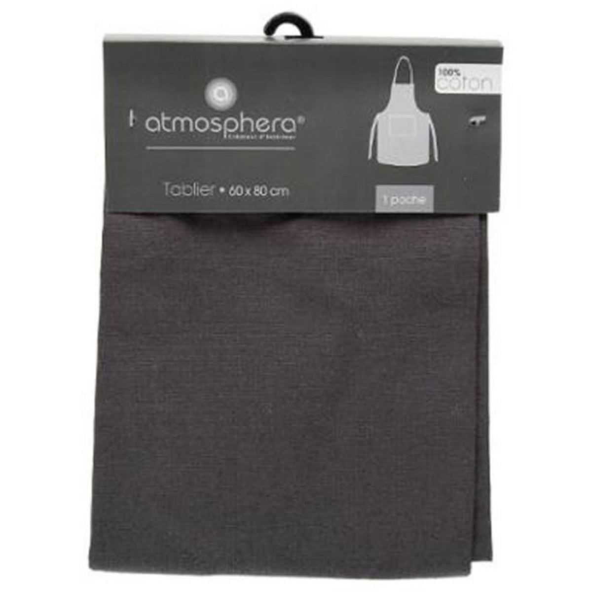 ATMOSPHERA Tablier de Cuisine  Coton  80cm Gris Foncé