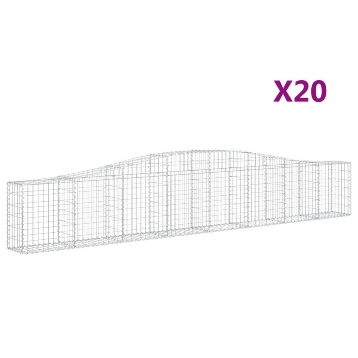 VIDAXL Paniers a gabions arques 20 pcs 400x30x60/80 cm Fer galvanise