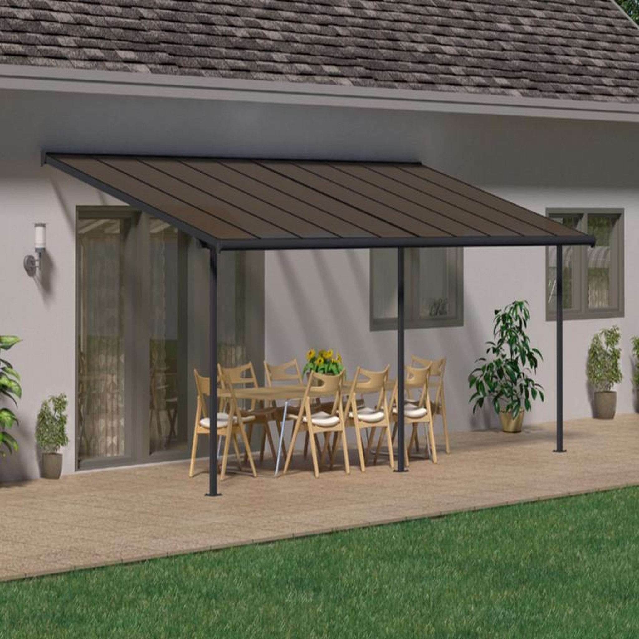 Palram Pergola 18.6m² gris anthracite - 705602