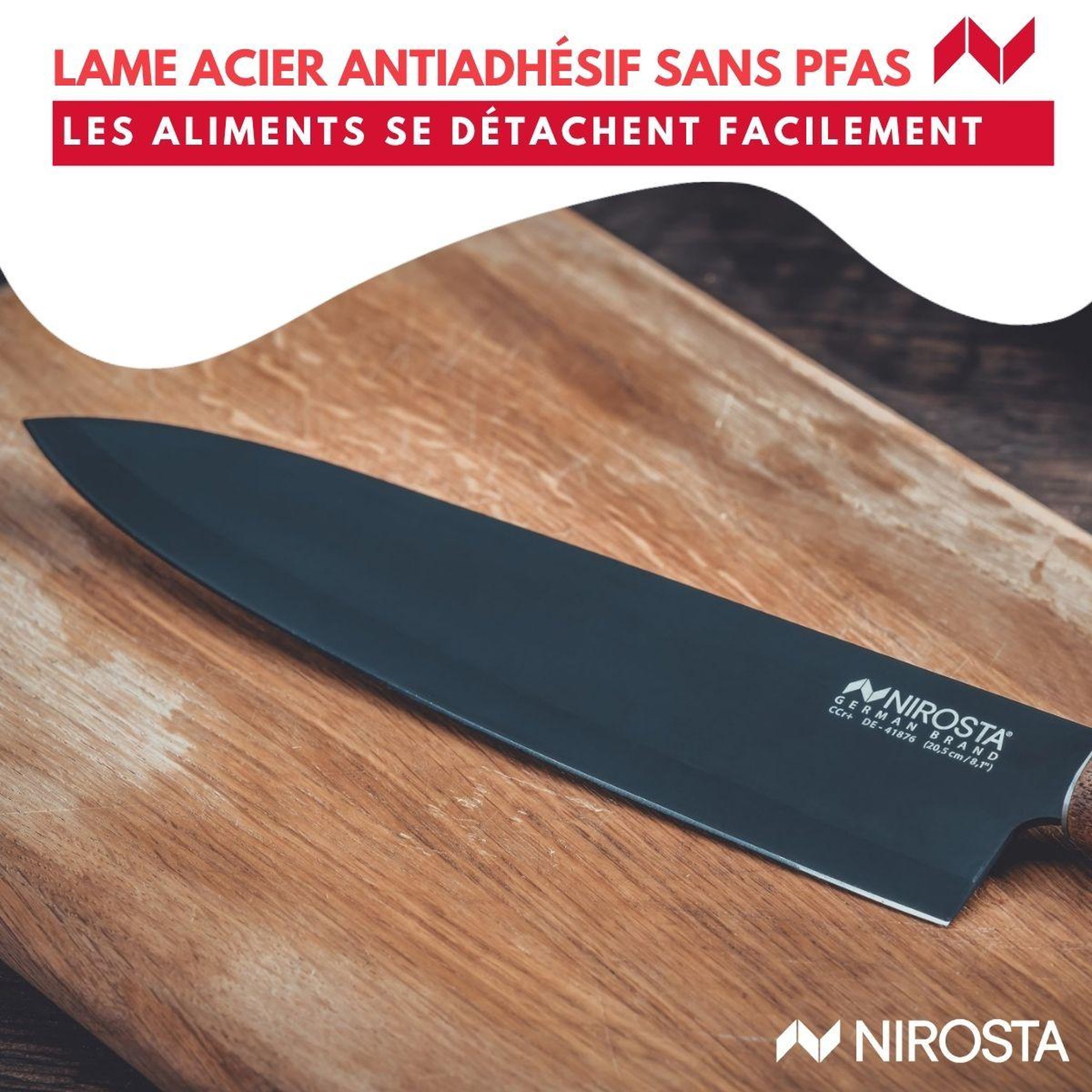 Voir la diapositive 5 : NIROSTA Couteau de chef 33 cm Nirosta Flow