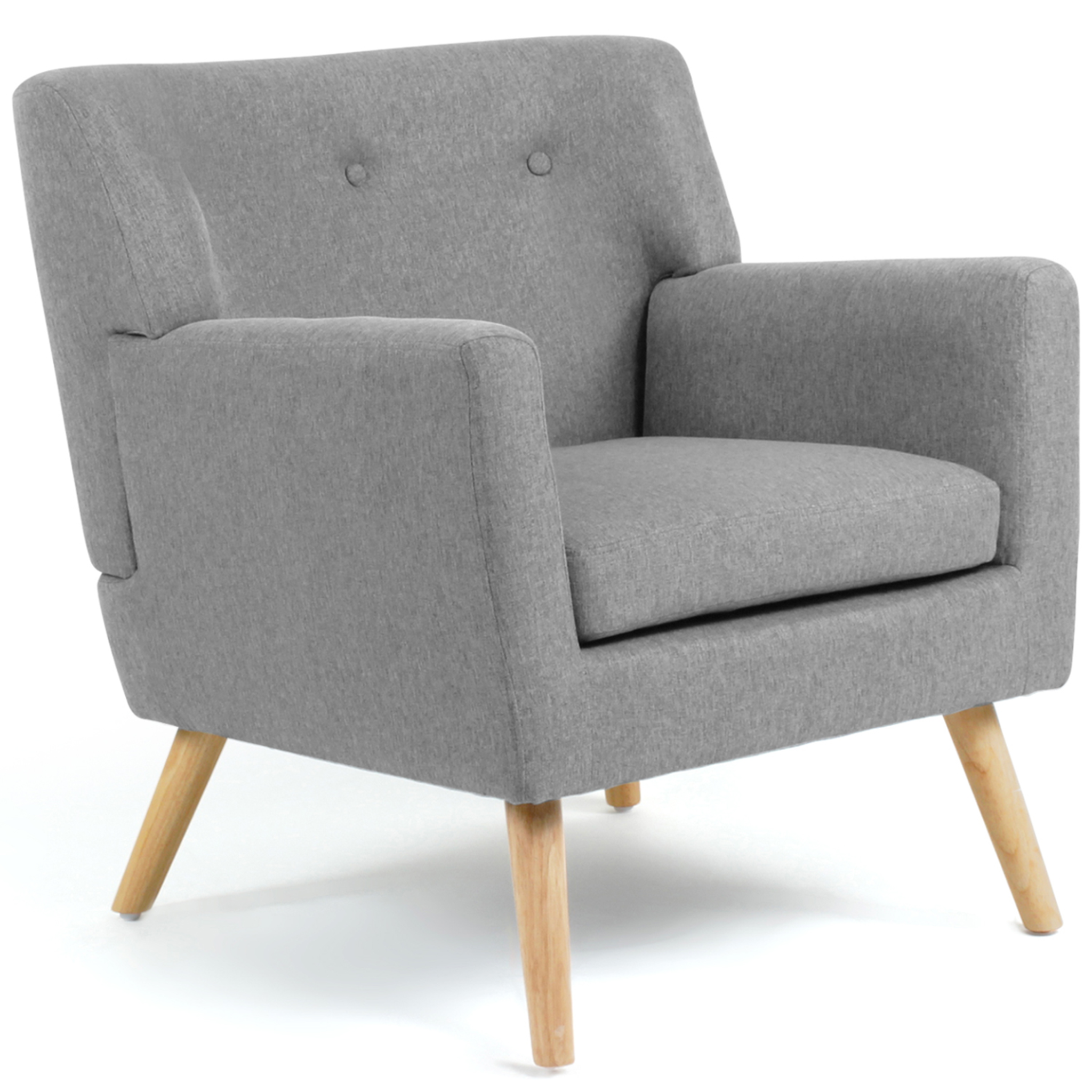 ID MARKET Fauteuil scandinave liv en tissu gris chiné