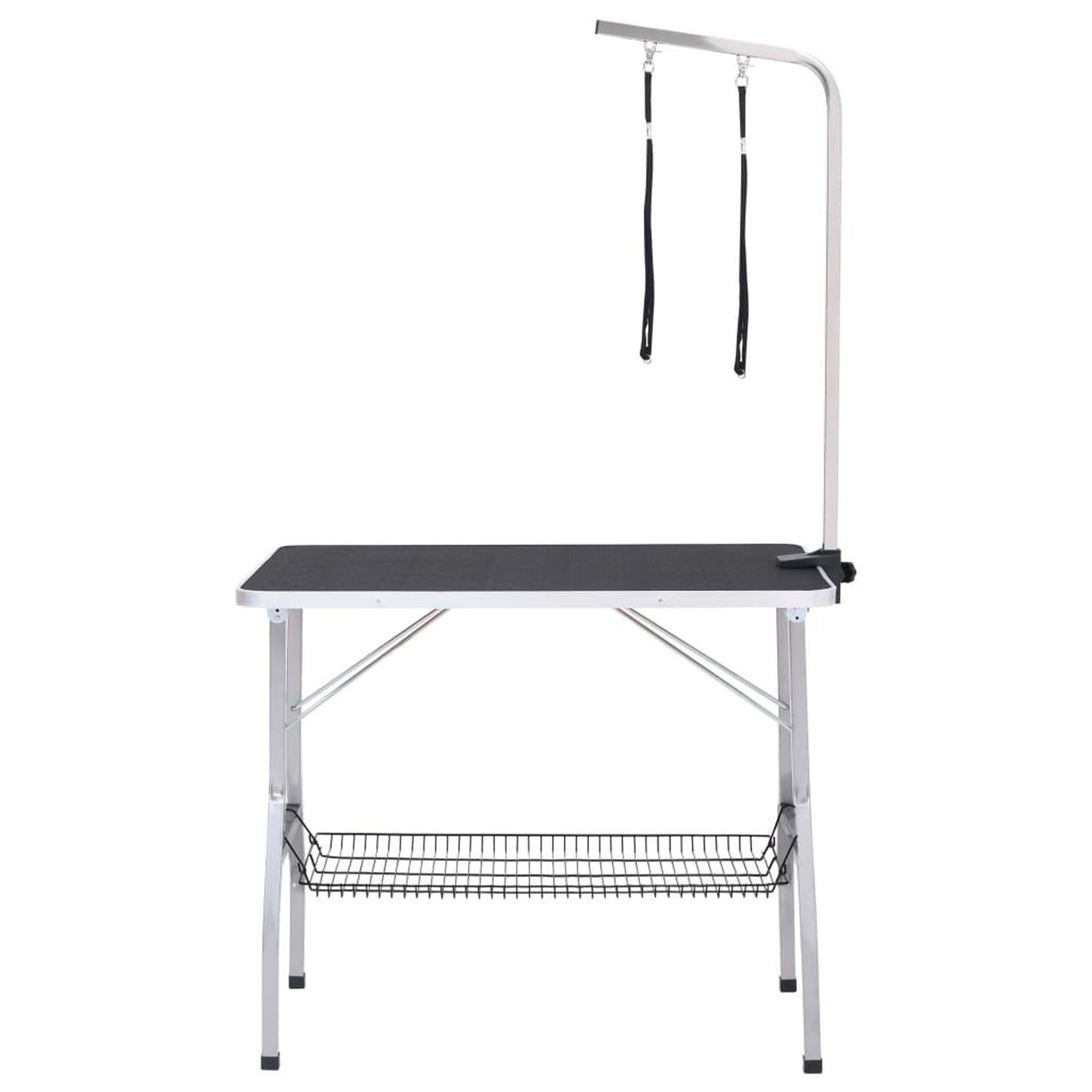 Voir la diapositive 3 : VIDAXL Table de toilettage reglable de chiens avec 2 boucles et panier