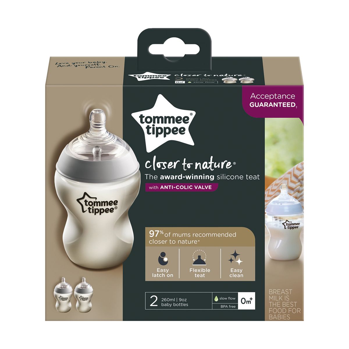 Tommee Tippee Lot de 2 biberons 260 ml Closer to Nature 