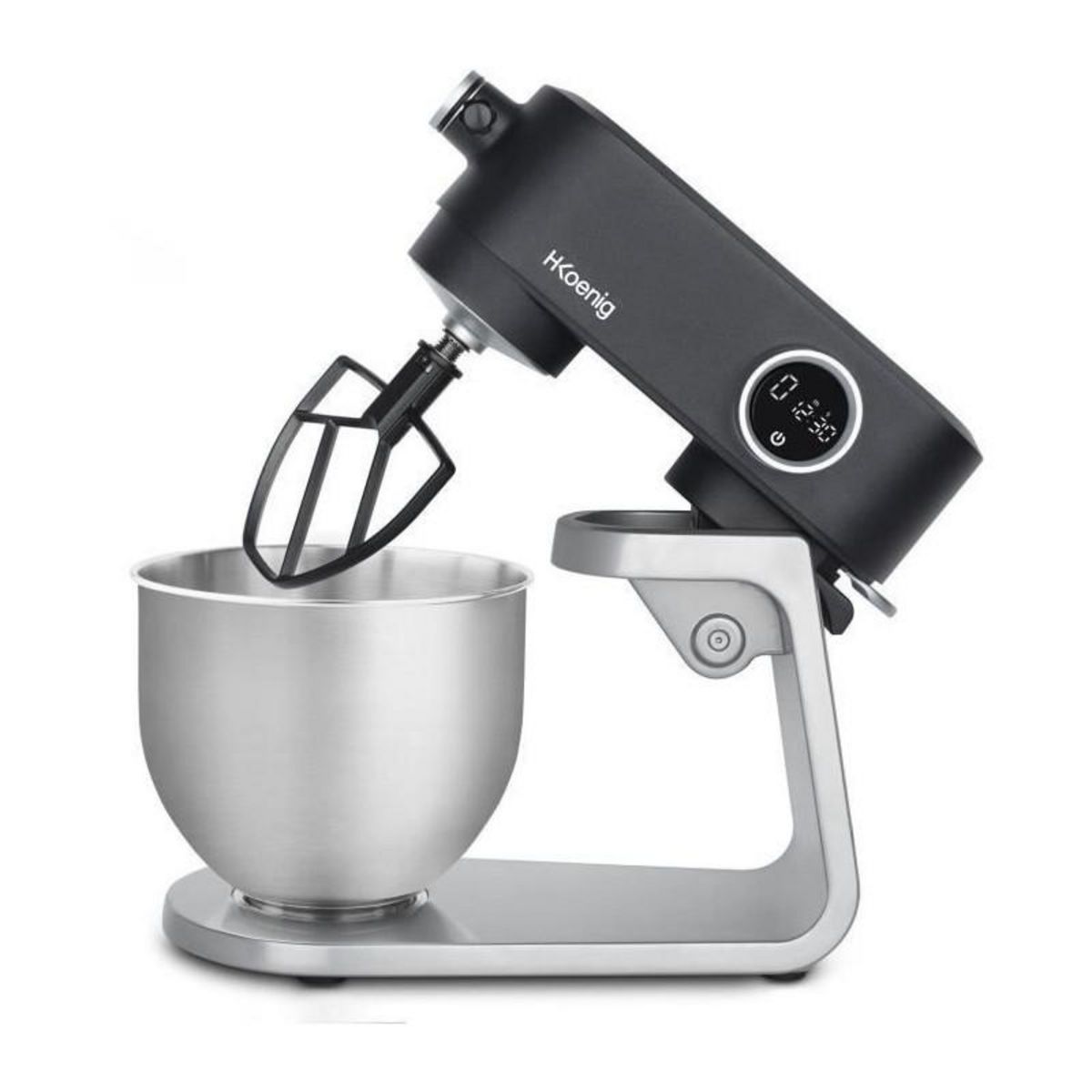 HKOENIG Robot pâtissier - H.Koenig - KM120 - 800 W - Bol inox 5 L - 8 vitesses - Gris mat et argent