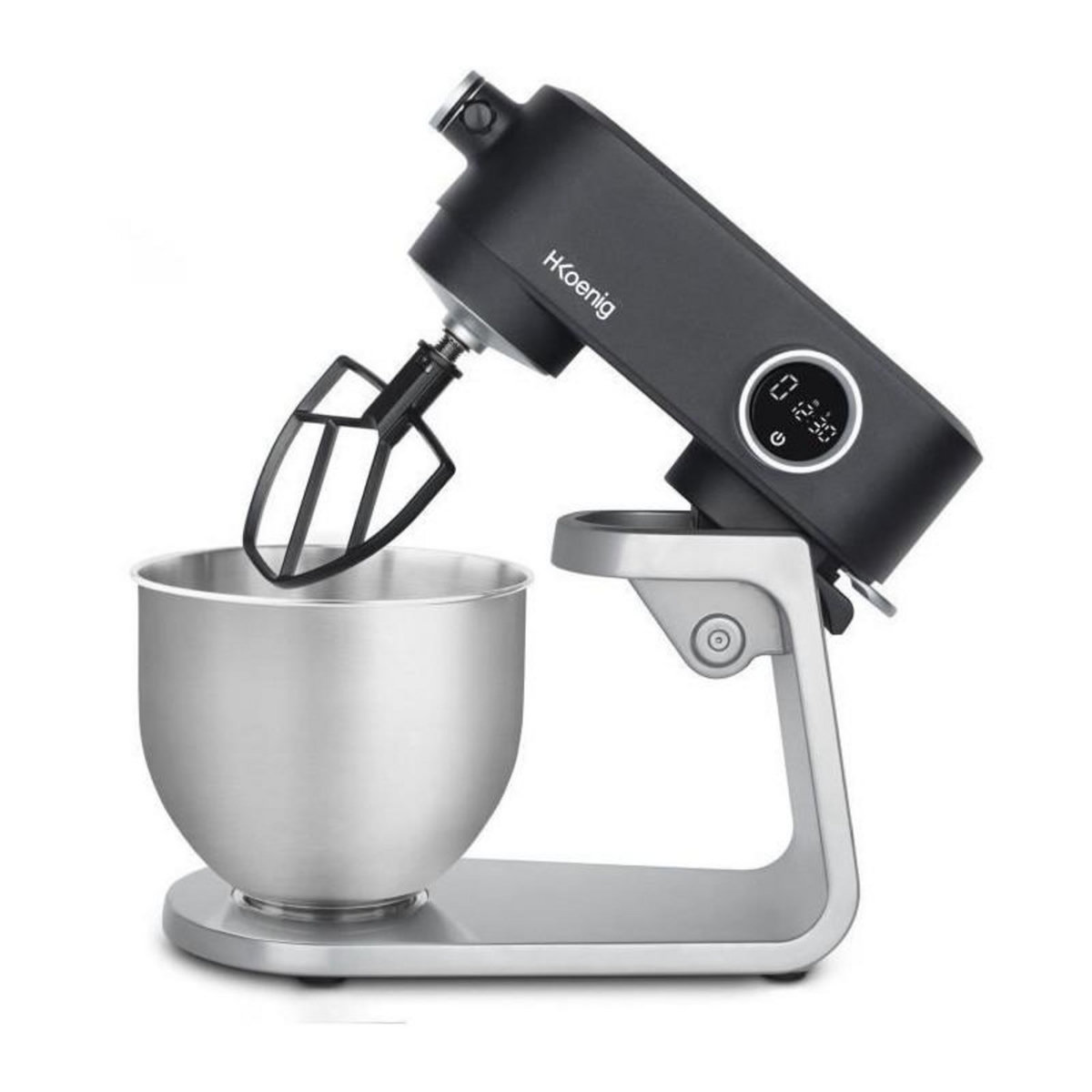 HKOENIG Robot pâtissier - H.Koenig - KM120 - 800 W - Bol inox 5 L - 8 vitesses - Gris mat et argent