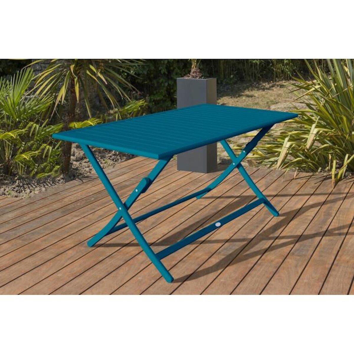Paris Prix Ensemble Table de Jardin Pliante & 4 Chaises  Marius  140cm Bleu Canard
