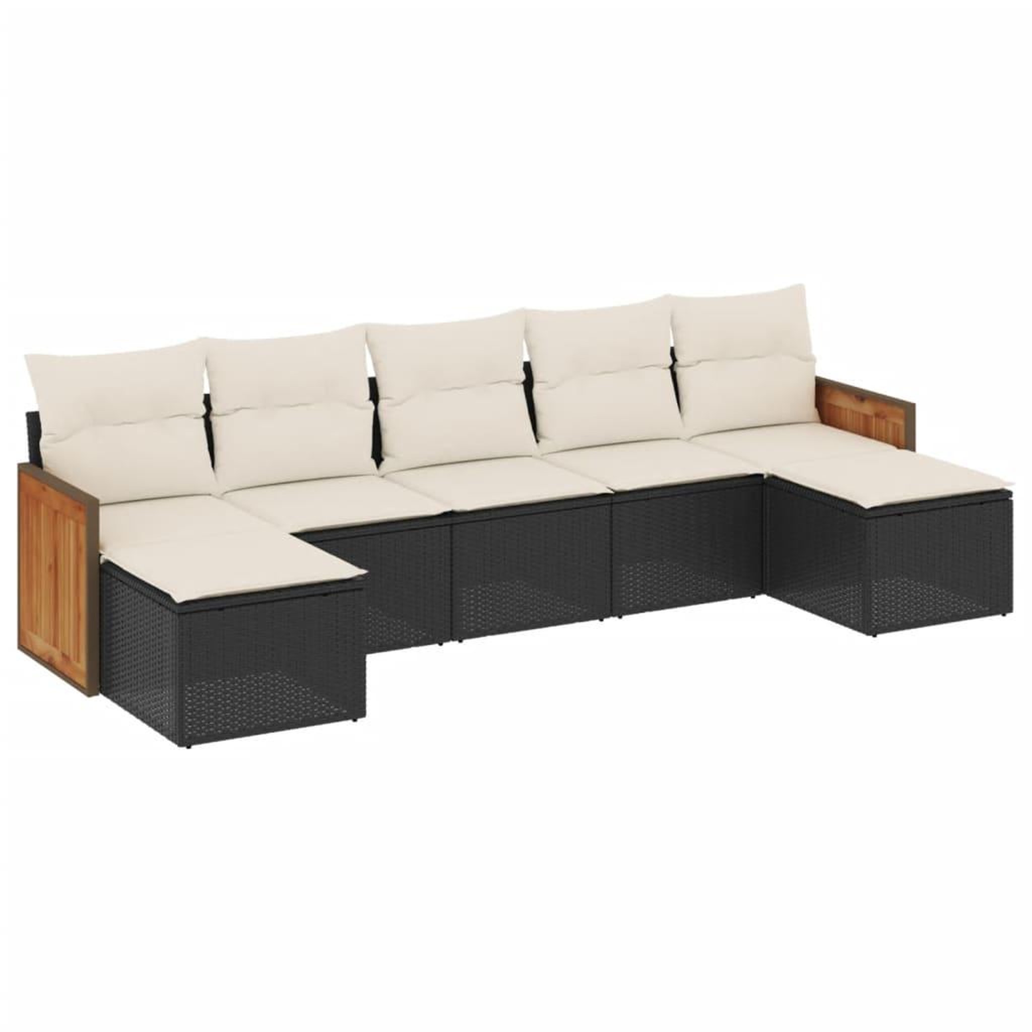 Voir la diapositive 2 : VIDAXL Salon de jardin 7 pcs avec coussins noir resine tressee