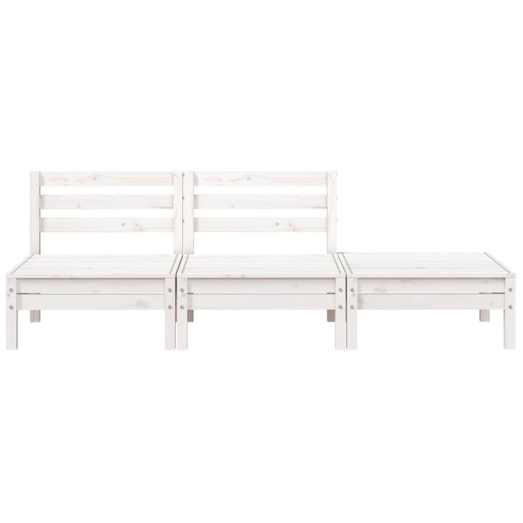 Voir la diapositive 4 : VIDAXL Canape de jardin 3 places blanc bois de pin massif