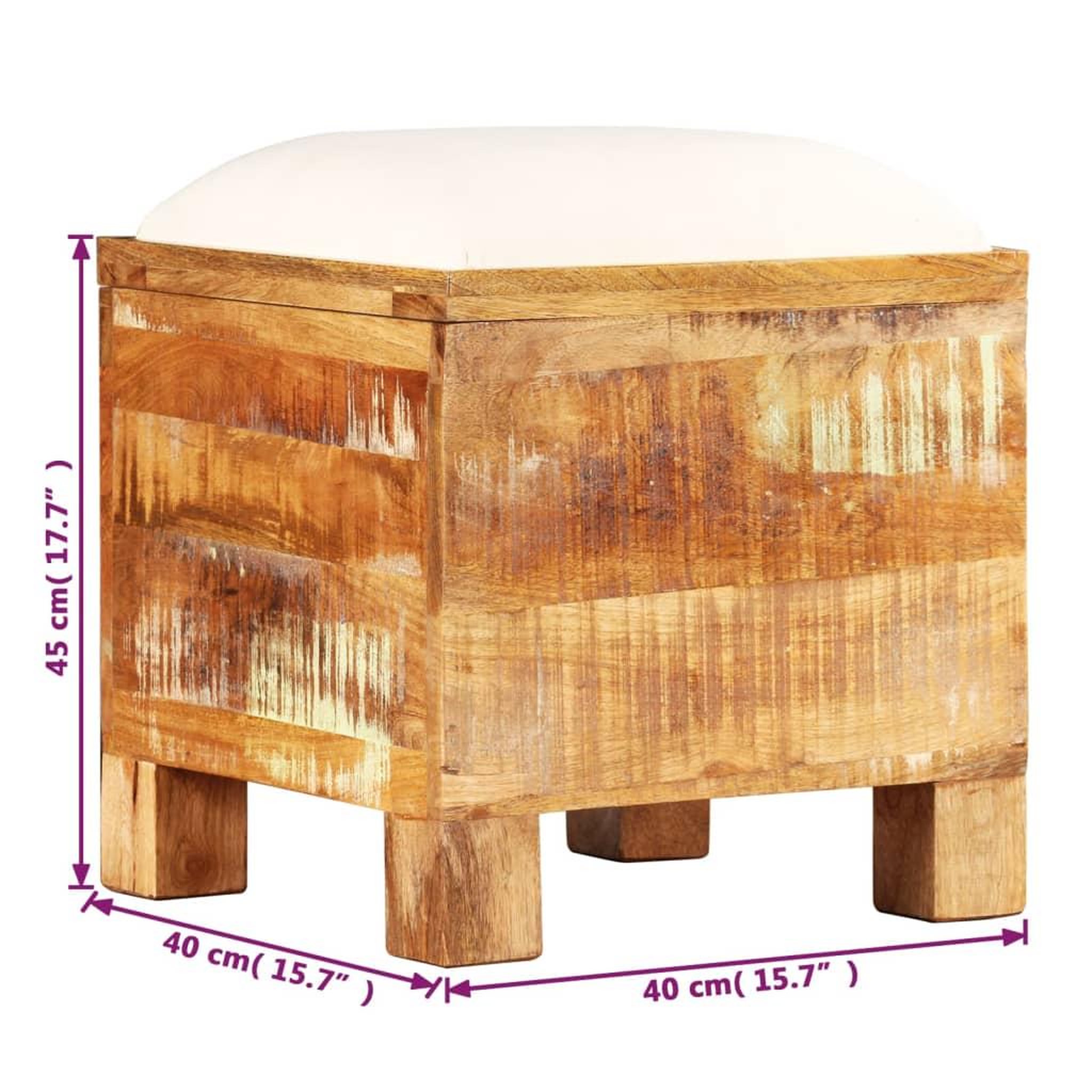 Voir la diapositive 6 : VIDAXL Banc de rangement Bois massif recycle 40 x 40 x 45 cm
