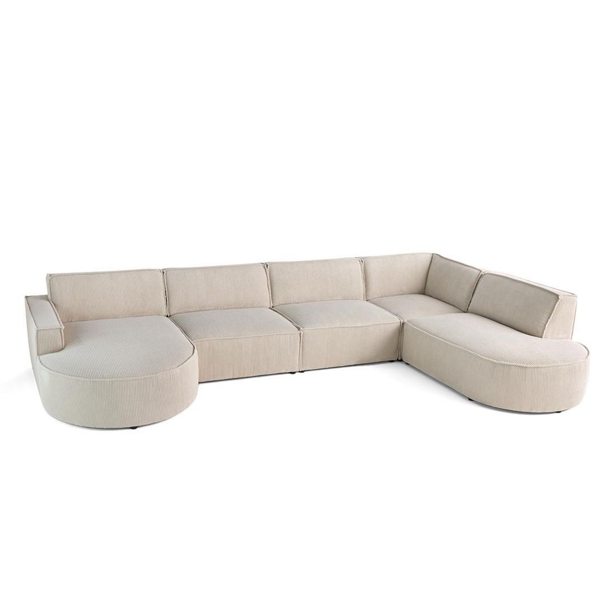 LISA DESIGN Spiaggia - canapé panoramique d'angle droit - 7 places - en velours côtelé