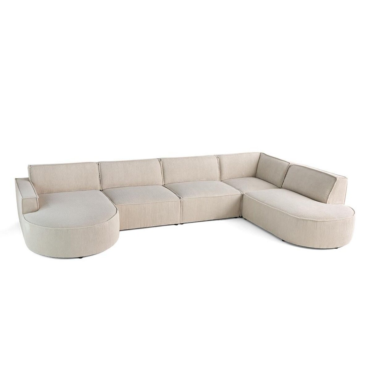 LISA DESIGN Spiaggia - canapé panoramique d'angle droit - 7 places - en velours côtelé