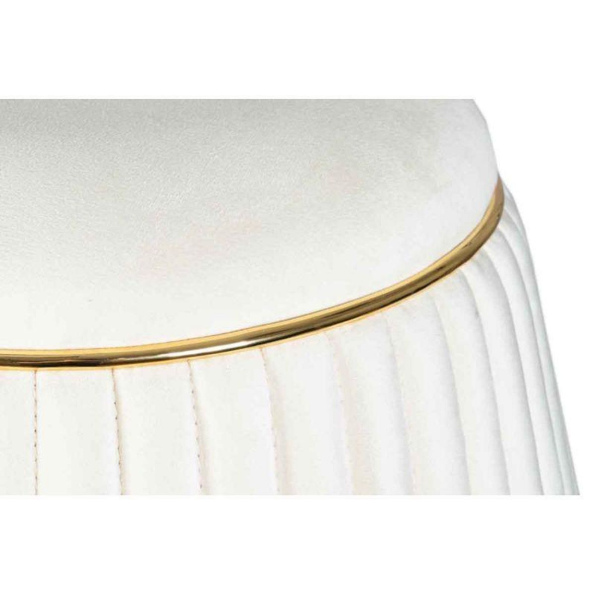 Paris Prix Pouf Rond Design  Doric  53cm Ivoire & Or