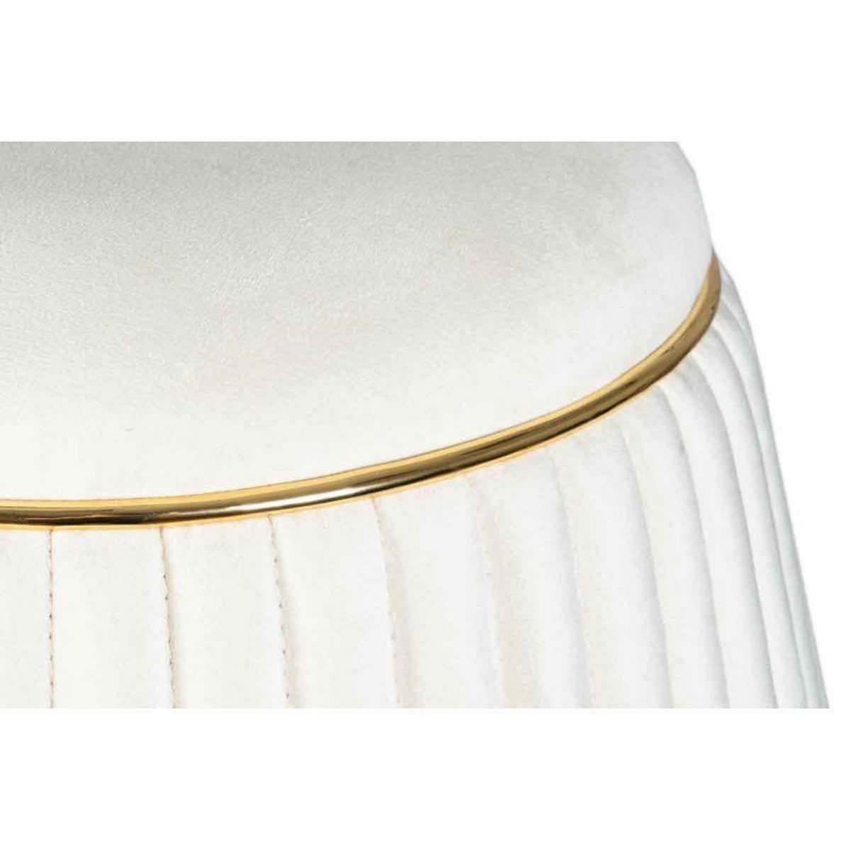 Paris Prix Pouf Rond Design  Doric  53cm Ivoire & Or