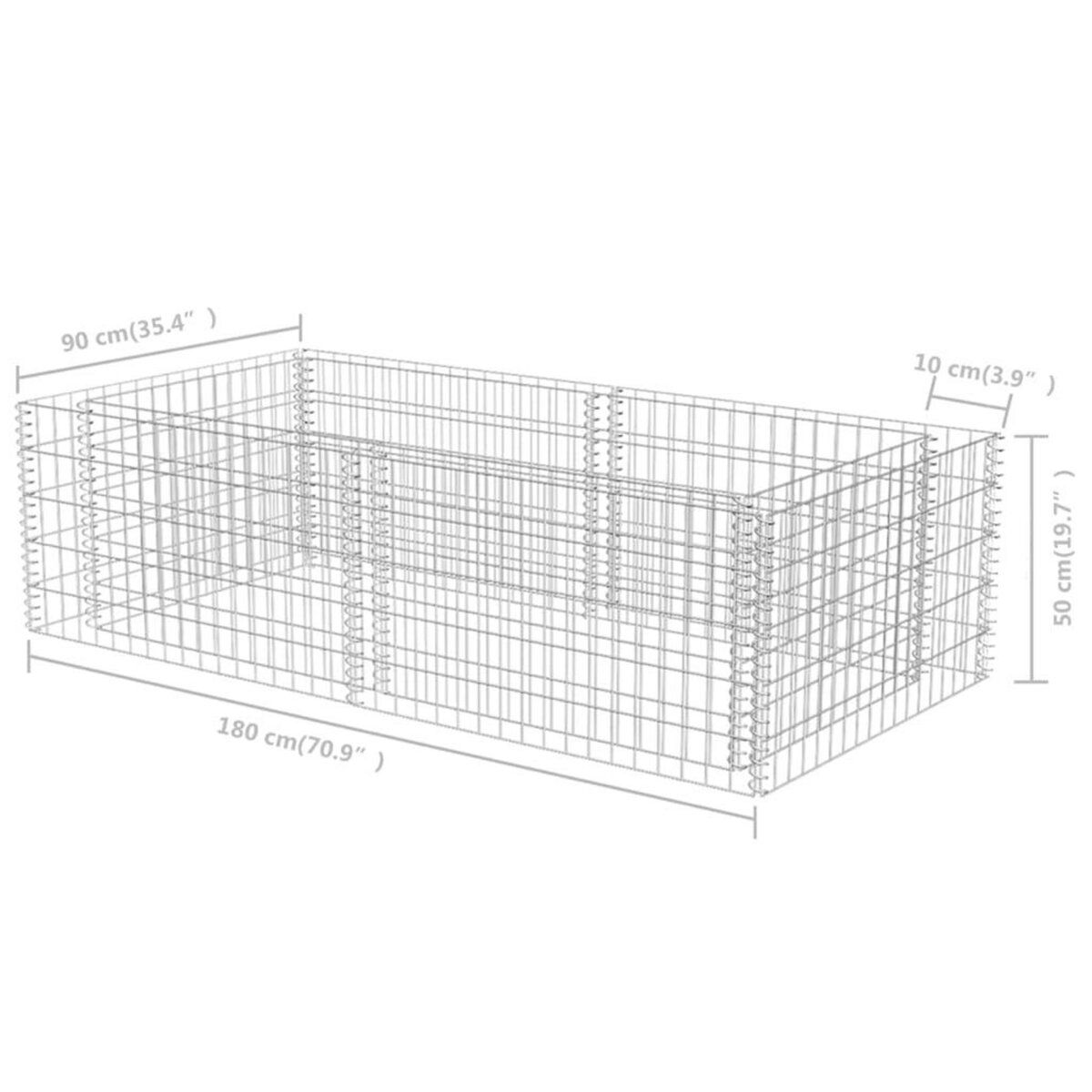 VIDAXL Jardiniere a gabion Acier galvanise 180 x 90 x 50 cm